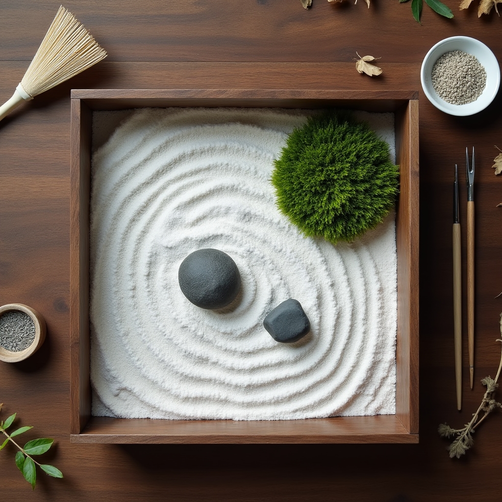 トレイの上に作られたミニチュア景観